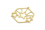 Brass Hexagon Charm, 4 Raw Brass Hexagon Charms With 1 Loop, Star Charms, Earring Findings, Geometric Charms (33x32x0.60mm) SMP0440