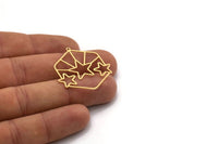 Brass Hexagon Charm, 4 Raw Brass Hexagon Charms With 1 Loop, Star Charms, Earring Findings, Geometric Charms (33x32x0.60mm) SMP0440