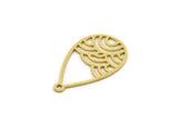 Brass Drop Charm, 12 Raw Brass Drop Charms With 1 Loop, Earrings, Findings (22x13x0.60mm) SMP0443