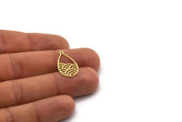 Brass Drop Charm, 12 Raw Brass Drop Charms With 1 Loop, Earrings, Findings (22x13x0.60mm) SMP0443