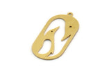 Brass Oval Charm, 6 Raw Brass Penguin Charms With 1 Loop, Earring Charms (30x14x0.60mm) SMP0446