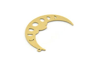 Brass Moon Charm, 6 Raw Brass Crescent Moon Charms With 1 Loop, Moon Phases Charms, Findings (32x22x0.60mm) SMP0448