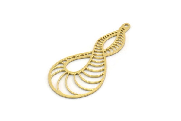 Brass Charm, 4 Raw Brass, Charm Pendants, Findings, Brass Charms With 1 Loop (44x20.5x0.60mm) SMP0449