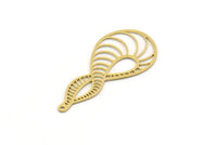 Brass Charm, 4 Raw Brass, Charm Pendants, Findings, Brass Charms With 1 Loop (44x20.5x0.60mm) SMP0449