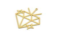 Brass Diamond Charm, 4 Raw Brass Diamond Shaped Charms With 1 Loop, Pendant Findings (34x31x0.60mm) SMP0451