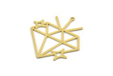 Brass Diamond Charm, 4 Raw Brass Diamond Shaped Charms With 1 Loop, Pendant Findings (34x31x0.60mm) SMP0451