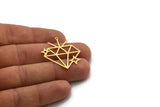 Brass Diamond Charm, 4 Raw Brass Diamond Shaped Charms With 1 Loop, Pendant Findings (34x31x0.60mm) SMP0451