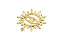 Brass Eye Charm, 8 Raw Brass Eye And Sun Shaped Charms With 1 Loop, Earring Charms (24.5x22x0.60mm) SMP0452