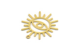 Brass Eye Charm, 8 Raw Brass Eye And Sun Shaped Charms With 1 Loop, Earring Charms (24.5x22x0.60mm) SMP0452