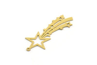 Brass Star Charm, 8 Raw Brass Comet Charms With 1 Loop, Findings (39x16x0.60mm) SMP0453