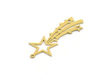 Brass Star Charm, 8 Raw Brass Comet Charms With 1 Loop, Findings (39x16x0.60mm) SMP0453