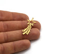 Brass Star Charm, 8 Raw Brass Comet Charms With 1 Loop, Findings (39x16x0.60mm) SMP0453