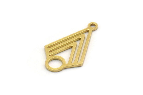 Brass Diamond Charm, 24 Raw Brass Diamond Shaped Charms With 2 Loops, Connector Findings (18x10x0.60mm) SMP0454 A5885