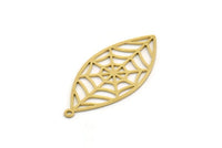 Brass Marquise Charm, 6 Raw Brass Spider Web Charms With 1 Loop, Charm Pendants, Findings (34x15.5x0.60mm) SMP0456