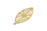 Brass Marquise Charm, 6 Raw Brass Spider Web Charms With 1 Loop, Charm Pendants, Findings (34x15.5x0.60mm) SMP0456