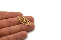 Brass Marquise Charm, 6 Raw Brass Spider Web Charms With 1 Loop, Charm Pendants, Findings (34x15.5x0.60mm) SMP0456