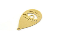 Brass Drop Charm, 10 Raw Brass Eye Charms With 1 Loop, Findings (23x14x0.60mm) SMP0457