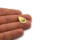 Brass Drop Charm, 10 Raw Brass Eye Charms With 1 Loop, Findings (23x14x0.60mm) SMP0457