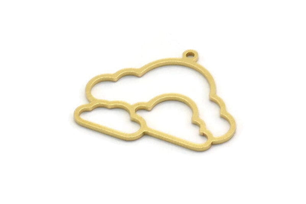 Brass Cloud Charm, 6 Raw Brass Cloud Shaped Charms With 1 Loop, Earring Charms (21x25x0.80mm) SMP0458