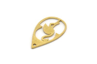 Brass Drop Charm, 12 Raw Brass Drop Charms With 1 Hole, Flamingo Charm, Findings (20.5x12x0.60mm) SMP0463