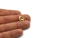 Brass Drop Charm, 12 Raw Brass Drop Charms With 1 Hole, Flamingo Charm, Findings (20.5x12x0.60mm) SMP0463