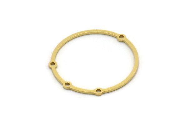 Brass Circle Charm, 4 Raw Brass Circle Charms With 4 Loops, Earring Findings, Geometric Charms, Connectors (26.5x25x0.80mm) SMP0466 A6730