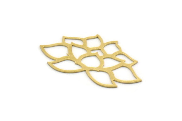 Brass Flower Charm, 4 Raw Brass Flower Shaped Charms, Charm Pendants, Earring Findings (23x41.5x0.60mm) SMP0467