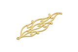 Brass Feather Charm, 6 Raw Brass Feather Charms With 1 Loop, Findings (48x16x0.60mm) SMP0468
