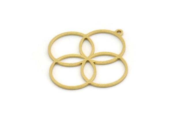 Brass Round Charm, 6 Raw Brass Round Shaped Charms With 1 Loop, Pendants, Findings (29x27x0.80mm) SMP0470