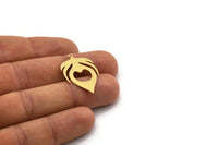 Brass Charm, 6 Raw Brass, Charm Pendants, Findings, Brass Charms With 1 Loop (31x19x0.60mm) SMP0472