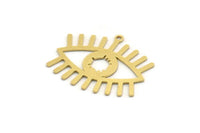 Brass Eye Charm, 6 Raw Brass Eye Charms With 1 Loop, Findings (21x26x0.60mm) SMP0473