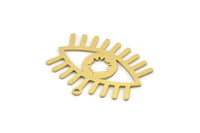 Brass Eye Charm, 6 Raw Brass Eye Charms With 1 Loop, Findings (21x26x0.60mm) SMP0473