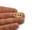 Brass Eye Charm, 6 Raw Brass Eye Charms With 1 Loop, Findings (21x26x0.60mm) SMP0473