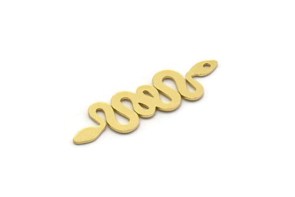 Brass Snake Charm, 12 Raw Brass Snake Shaped Charms With 1 Hole, Pendants, Findings (29x9x0.60mm) SMP0476 A6023