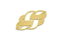 Brass Ethnic Charm, 4 Raw Brass Ethnic Motif Charms With 2 Loops, Earring Charms, Connectors (32x19x0.60mm) SMP0477