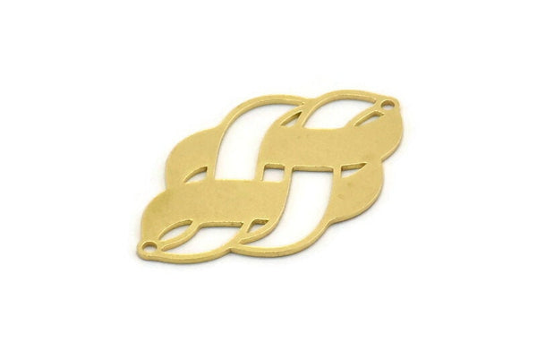Brass Ethnic Charm, 4 Raw Brass Ethnic Motif Charms With 2 Loops, Earring Charms, Connectors (32x19x0.60mm) SMP0477
