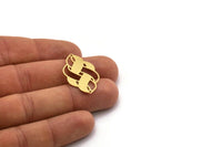 Brass Ethnic Charm, 4 Raw Brass Ethnic Motif Charms With 2 Loops, Earring Charms, Connectors (32x19x0.60mm) SMP0477