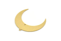 Brass Moon Charm, 6 Raw Brass Crescent Moon Charms With 1 Hole And 1 Loop, Findings (33x11x0.60mm) SMP0479