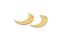 Brass Moon Charm, 50 Raw Brass Crescent Moon Charms With 1 Hole, Findings (15x10x0.60mm) SMP0487