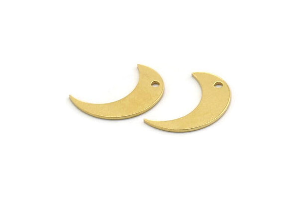 Brass Moon Charm, 50 Raw Brass Crescent Moon Charms With 1 Hole, Findings (15x10x0.60mm) SMP0487