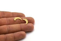 Brass Moon Charm, 50 Raw Brass Crescent Moon Charms With 1 Hole, Findings (15x10x0.60mm) SMP0487