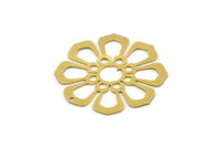 Brass Flower Charm, 4 Raw Brass Flower Shaped Charm With 1 Hole, Charm Pendants, Earring Findings (31.5x29x0.60mm) SMP0488