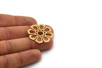 Brass Flower Charm, 4 Raw Brass Flower Shaped Charm With 1 Hole, Charm Pendants, Earring Findings (31.5x29x0.60mm) SMP0488