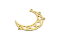 Brass Moon Charm, 8 Raw Brass Crescent Moon Charms With 4 Loops, Findings (30x7x0.60mm) SMP0495