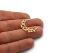 Brass Moon Charm, 8 Raw Brass Crescent Moon Charms With 4 Loops, Findings (30x7x0.60mm) SMP0495