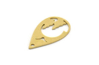Brass Drop Charm, 12 Raw Brass Drop Charms With 1 Hole, Earrings, Findings (20x12x0.60mm) SMP0496