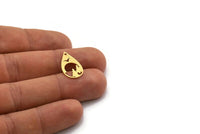 Brass Drop Charm, 12 Raw Brass Drop Charms With 1 Hole, Earrings, Findings (20x12x0.60mm) SMP0496