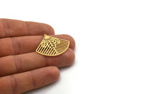 Brass Charm, 4 Raw Brass, Leaf Charms, Charm Pendants, Triangle Charms, Brass Charms With 1 Loop (28x34x0.60mm) SMP0499