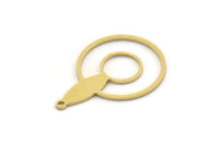 Brass Round Charm, 8 Raw Brass Round Shaped Charms With 1 Loop, Earring Findings, Geometric Charms (28x19x0.80mm) SMP0500