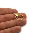 Brass Round Charm, 8 Raw Brass Round Shaped Charms With 1 Loop, Earring Findings, Geometric Charms (28x19x0.80mm) SMP0500